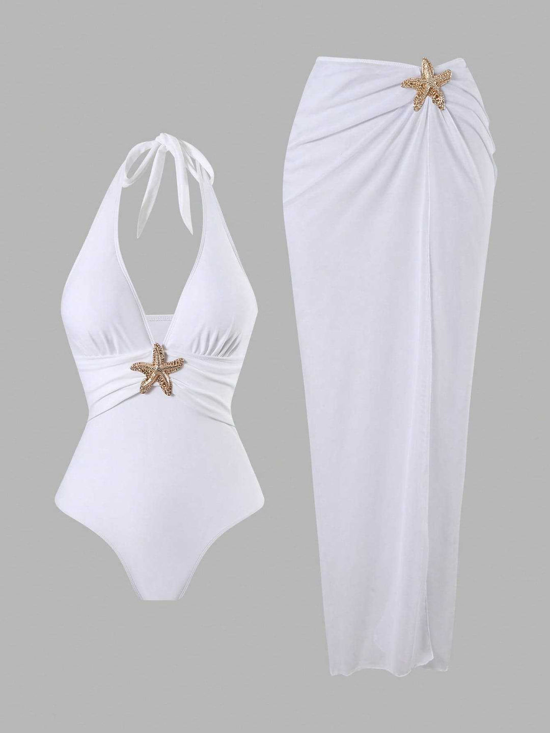 Damen Eleganter Badeanzug mit vielseitigem Wickelrock EB