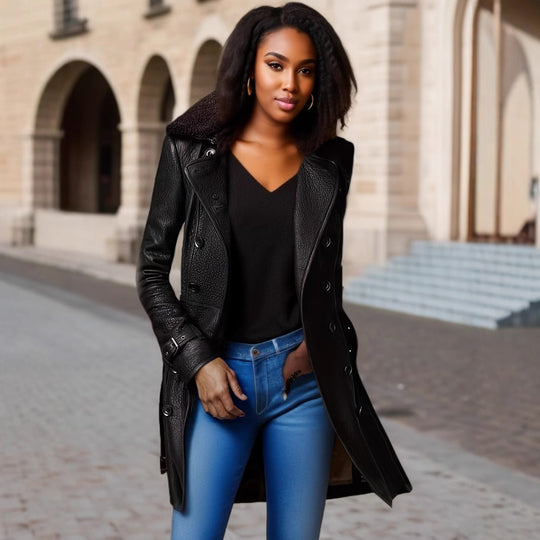 Damen jacke mit umschlagbarem Kragen und hochwertigen Details EB