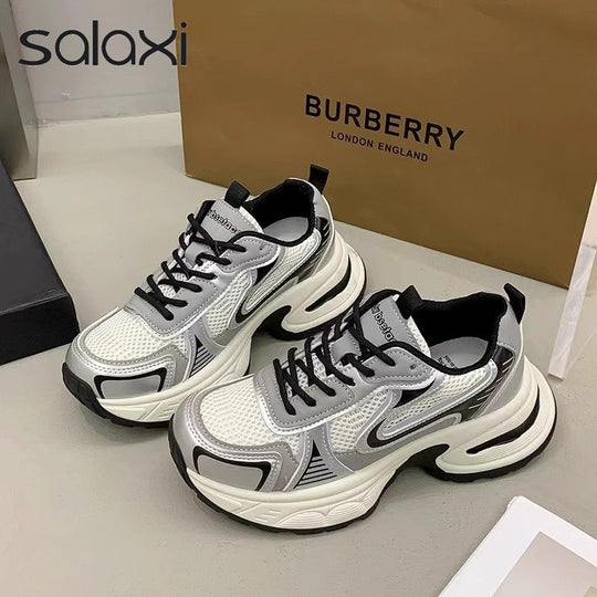 Damen modische Sneakers mit atmungsaktiver Oberflächenstruktur und dämpfender Sohle EB