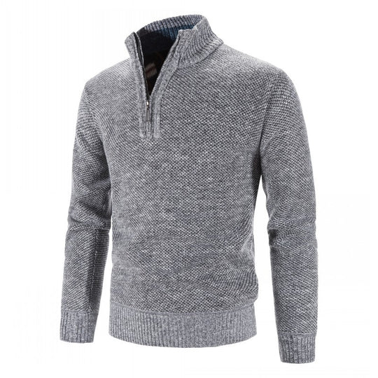 Herren modischer Strickpullover mit halbem Reißverschluss und strukturiertem Design EB