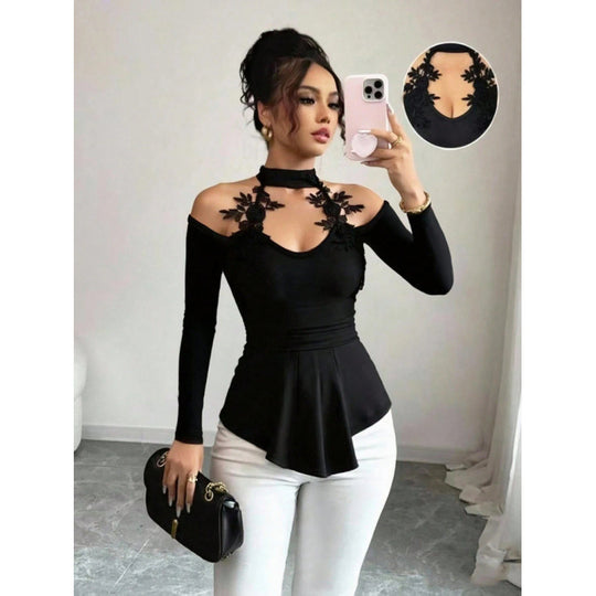 Damen Oberteil mit transparenten Spitzendetails und elegantem Schnitt EB