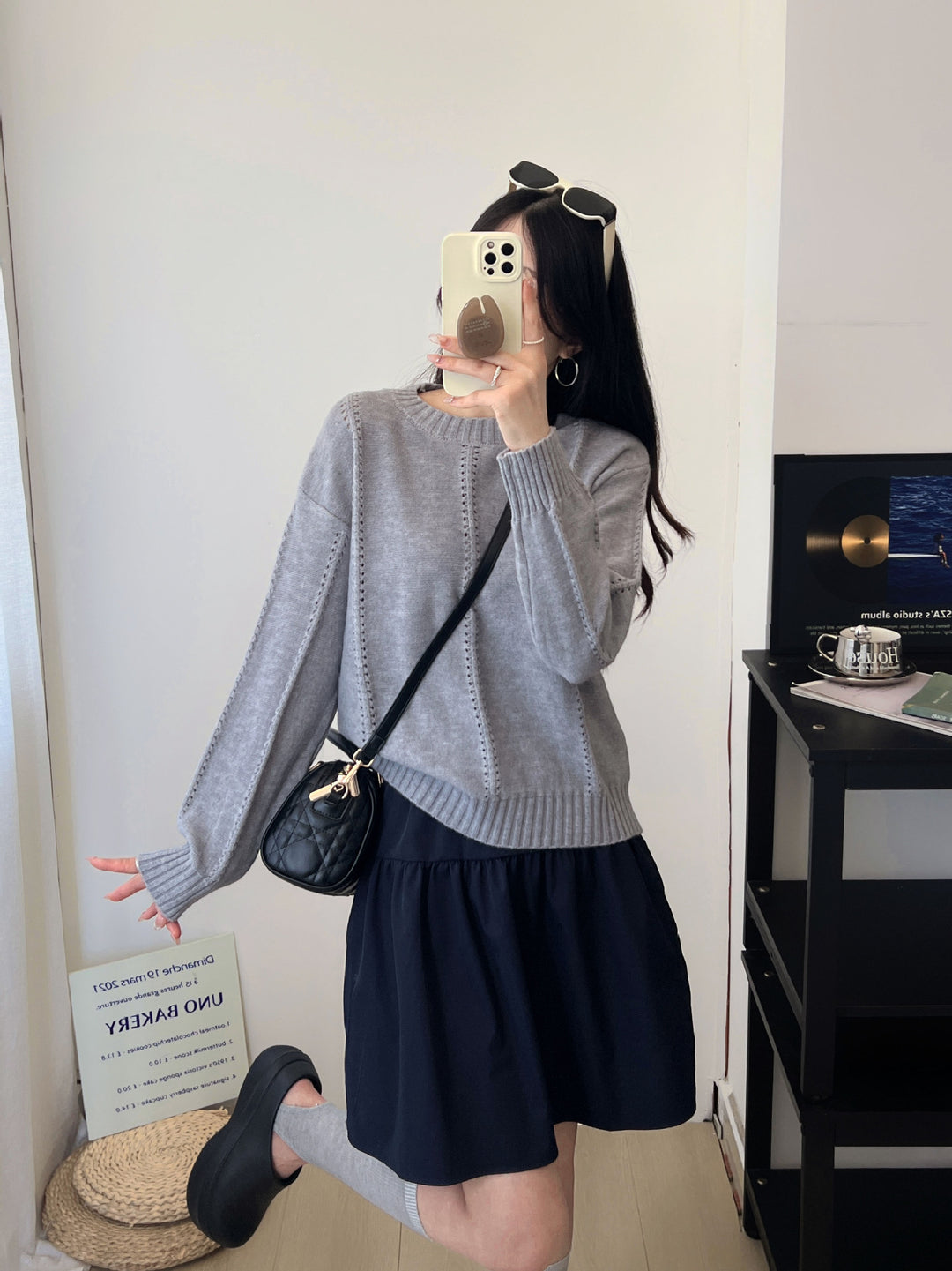 Damen Gemusterter Strickpullover mit bequemen Oversized-Schnitten EB