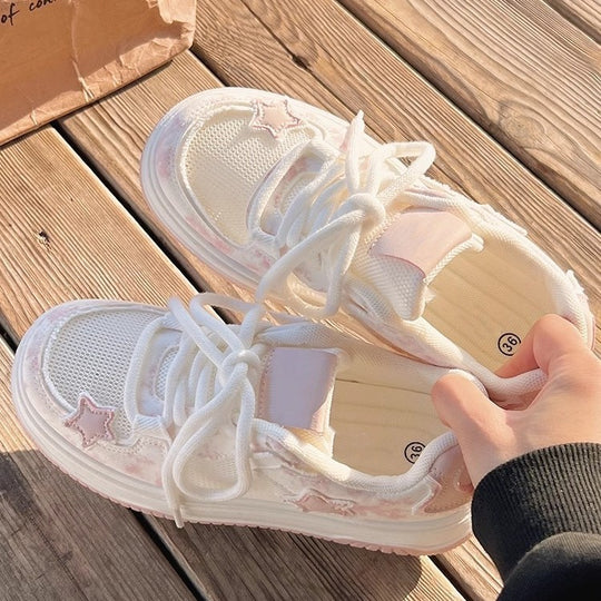 Damen Sportliche Plateau-Sneaker mit atmungsaktiver Mesh-Oberfläche und modischem Design EB