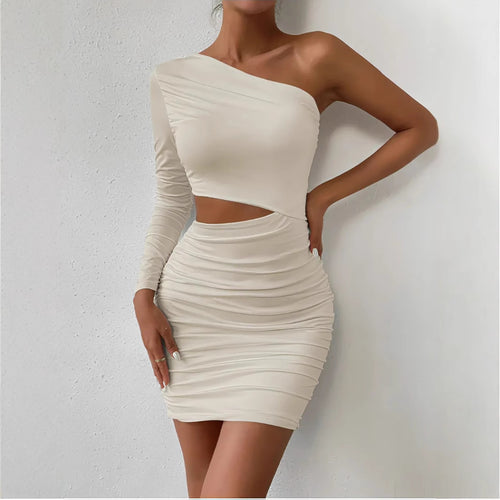 Damen figurbetontes Wickelkleid mit asymmetrischem Design und raffinierten Rüschendetails EB