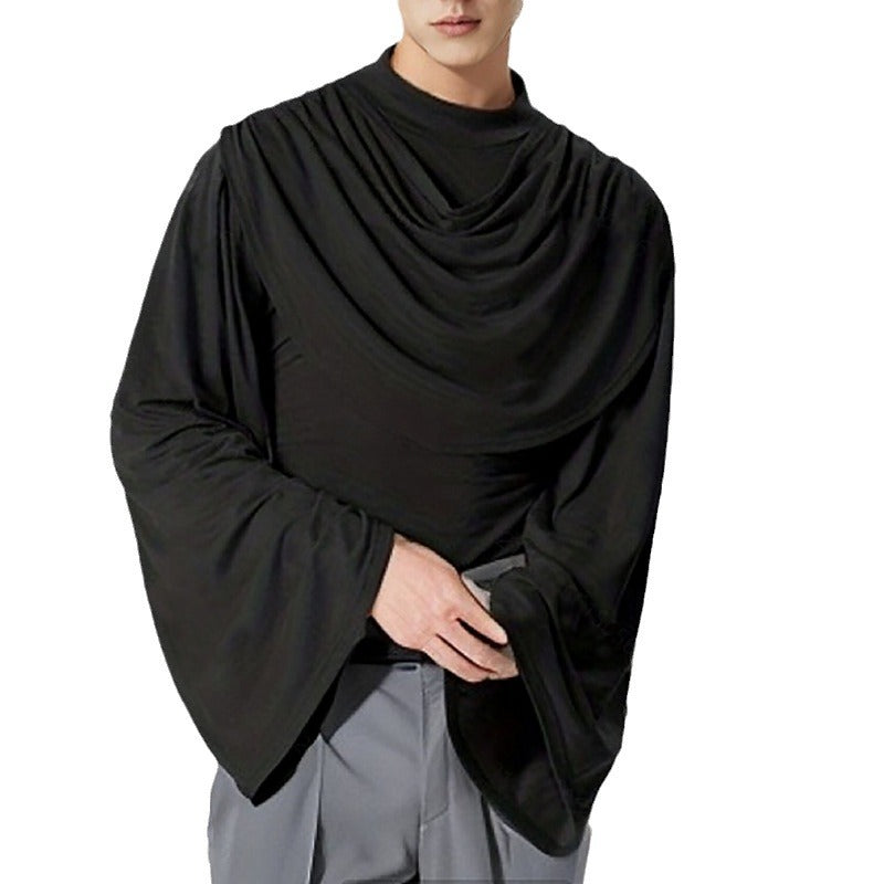 Damen Stilvolle Bluse mit Drapierung und weitem Arm EB