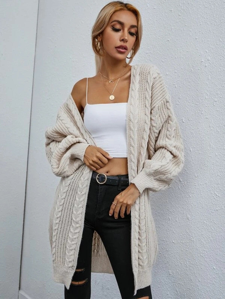 Damen Grobstrickjacke mit tiefem V-Ausschnitt und lässigem Schnitt EB