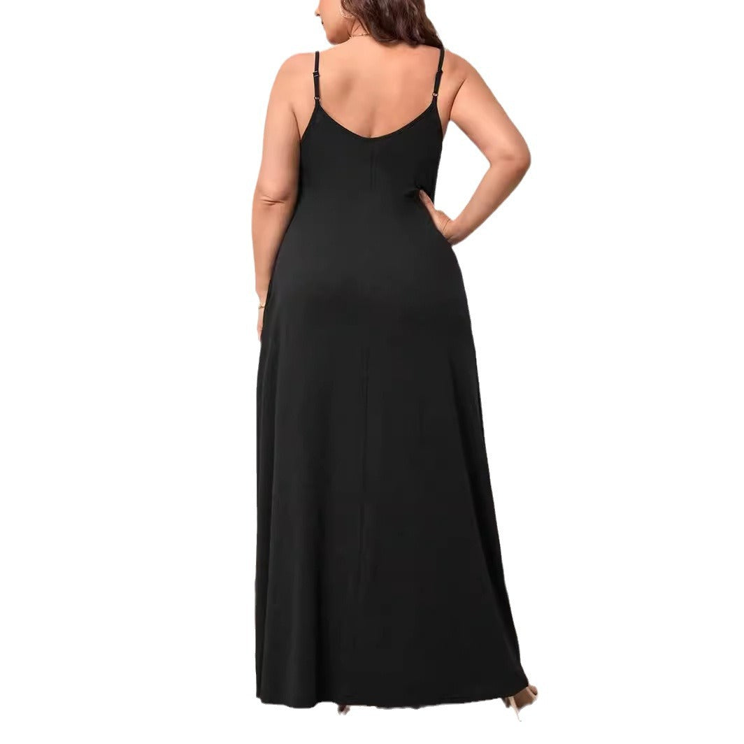 Damen Maxikleid mit schmalen Spagettiträgern und praktischen Seitentaschen EB