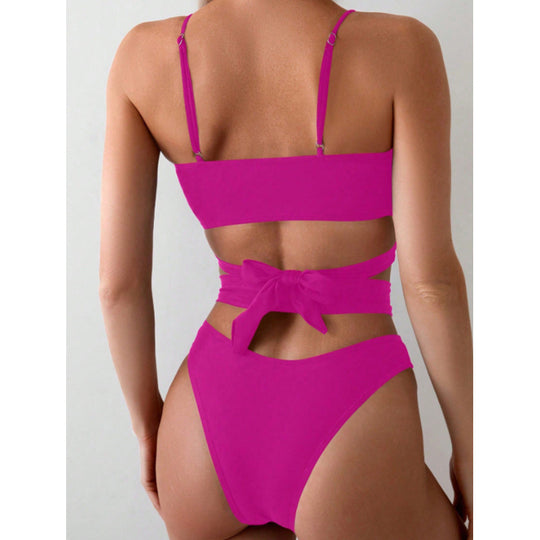 Damen Hochgeschnittener Bikini mit verspieltem Wickeldesign EB