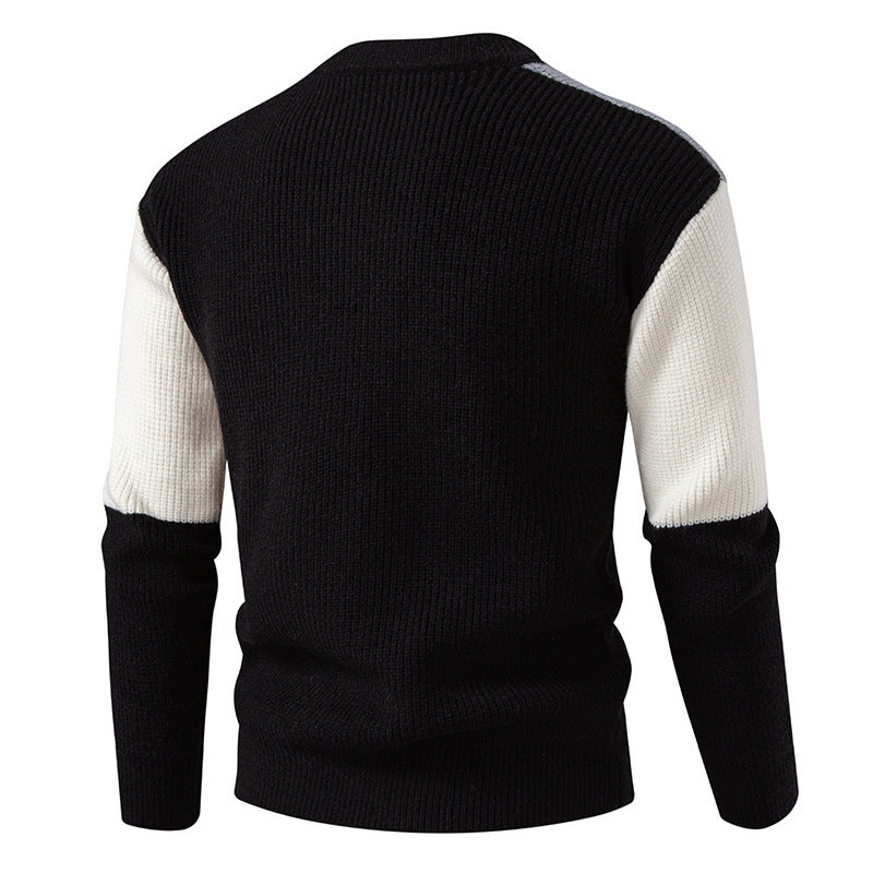 Herren farbenfroher Strukturpullover mit modernem Schnitt und Rundhalsausschnitt EB