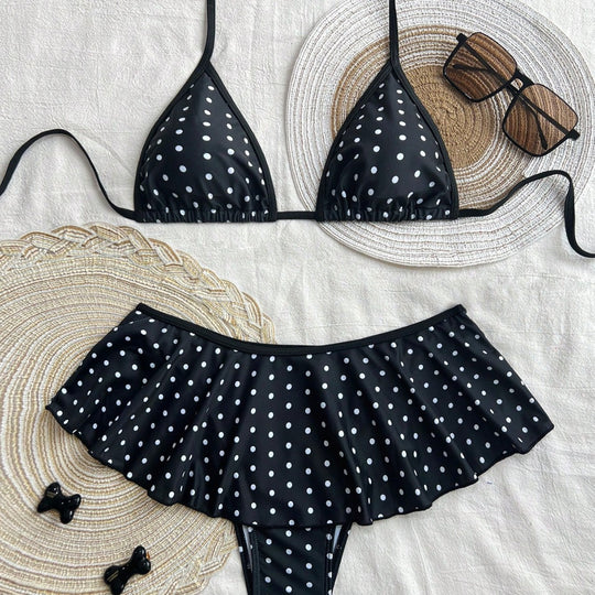 Damen Triangel-Bikini mit gerafftem Volant EB