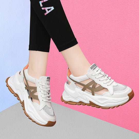 Damen Modische und komfortable Sneakers mit atmungsaktivem Mesh-Heel und stoßdämpfendem Fußbett EB