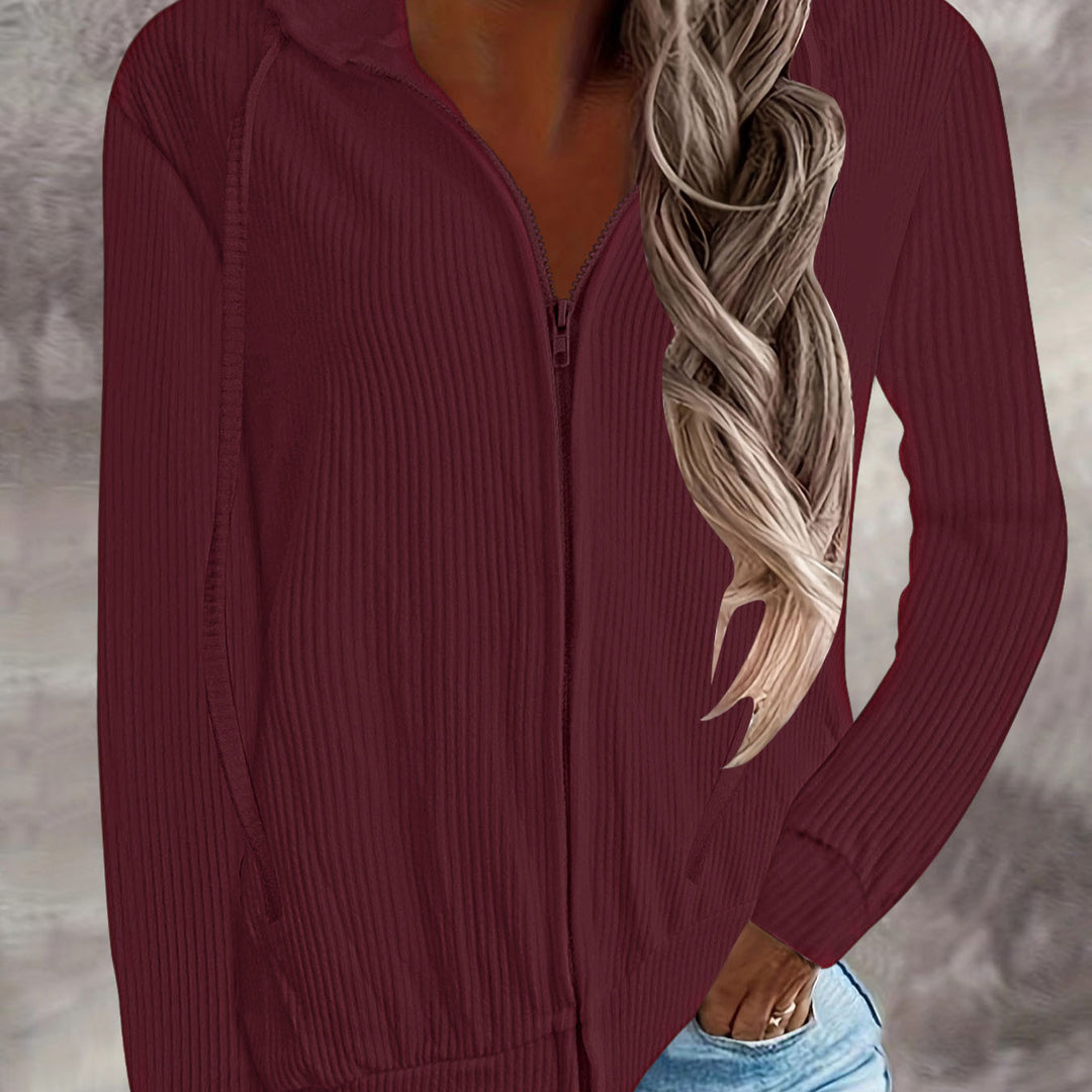 Damen Kapuzenjacke im modernen Rippenstrickdesign mit Taschen EB