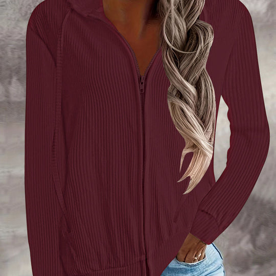 Damen Kapuzenjacke im modernen Rippenstrickdesign mit Taschen EB