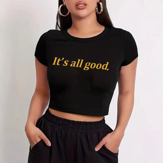 Damen Crop-T-Shirt mit verspieltem Kirschmotiv und elegantem Schleifenprint EB