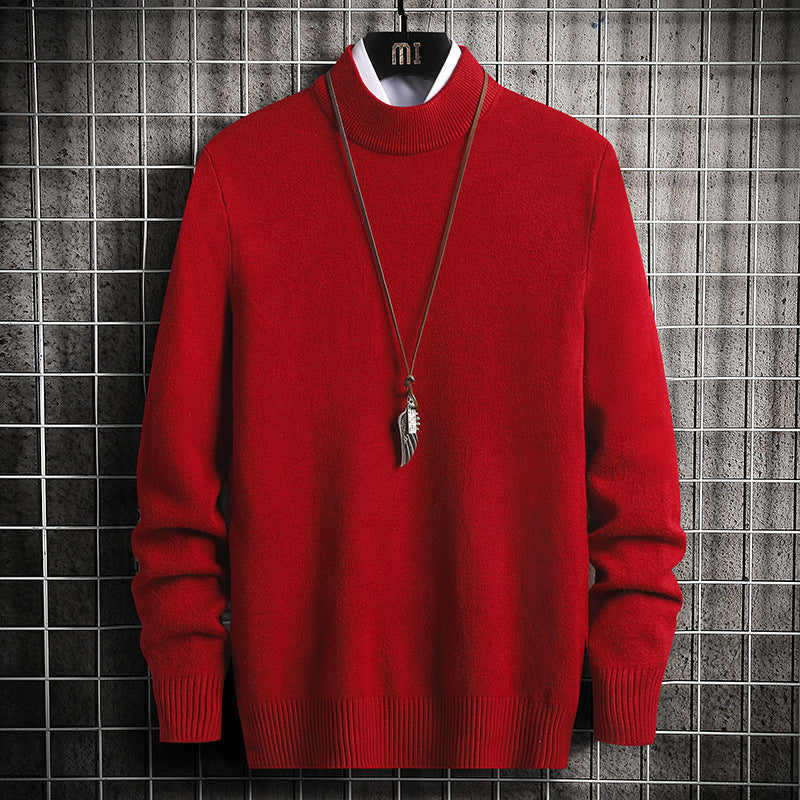 Herren nan Premium Stehkragenpullover aus feinem Baumwoll-Mix mit gerippten Bündchen und schmaler Silhouette EB