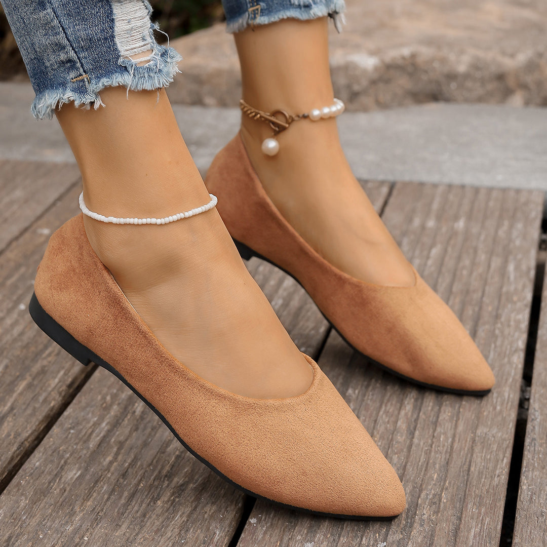 Damen Ballerinas im eleganten V-Ausschnitt und weichem Wildleder-Look EB