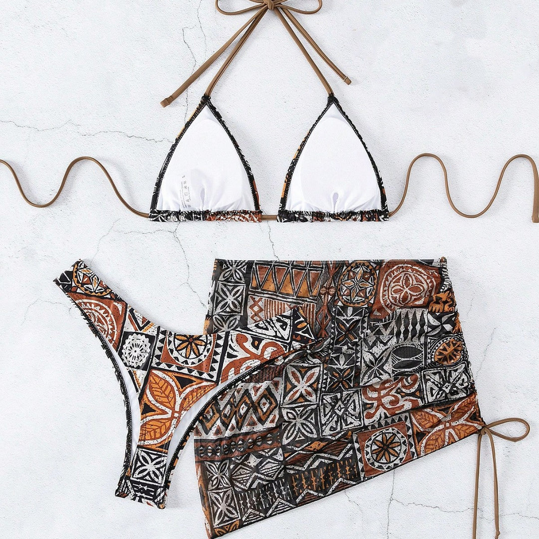 Damen Bikini-Set mit verstellbarem Oberteil und hoch taillierter Short EB
