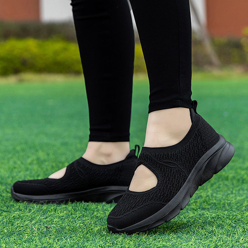 Damen Atmungsaktive Slip-On Sneakers mit elastischem Obermaterial und dämpfender Sohle EB
