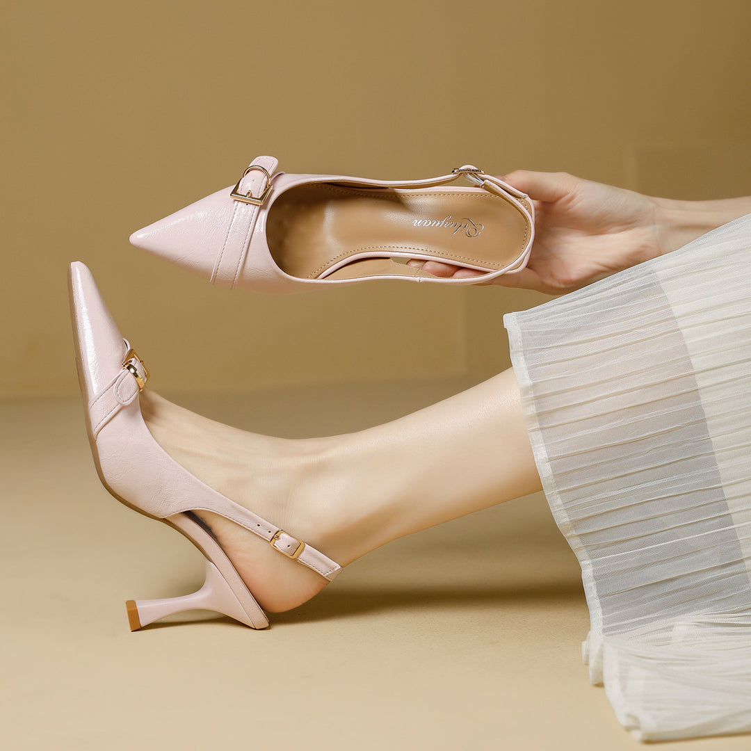 Damen Slingback-Pumps mit verstellbarem Riemen und eleganter Schnallenapplikation EB