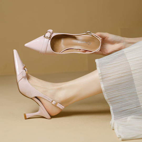 Damen Slingback-Pumps mit verstellbarem Riemen und eleganter Schnallenapplikation EB
