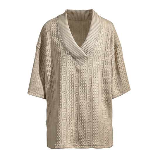 Damen lässiger Strickpullover mit v-förmigem Ausschnitt und zeitlosem Muster EB