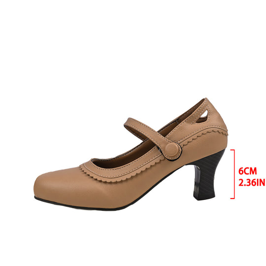 Damen elegante Mary Jane Pumps mit schicker Schnalle und komfortablem Absatz EB