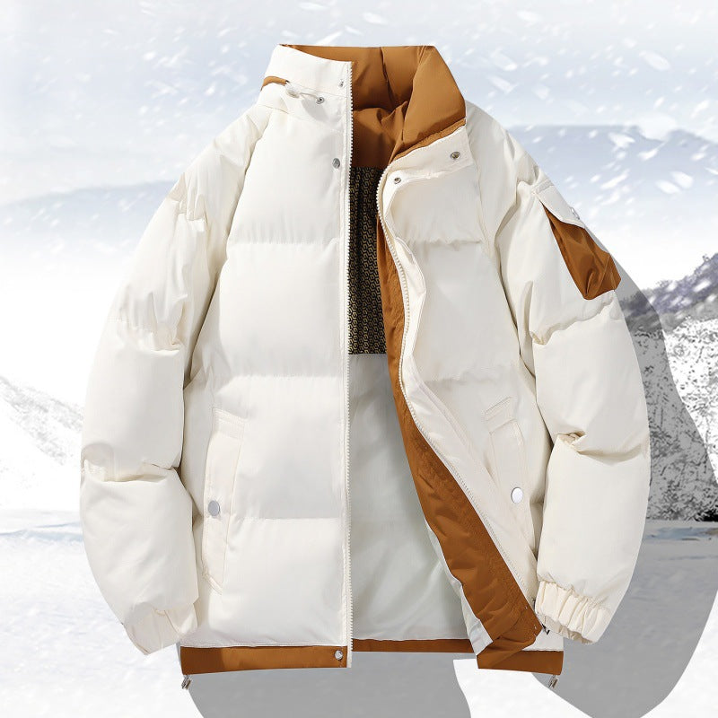 Herren wattierte Outdoor-Steppjacke mit hoher Stehkragen-Isolation und elastischen Bündchen EB