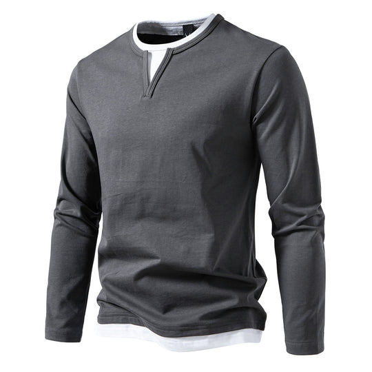 Herren langärmliges T-Shirt mit modernem V-Ausschnitt und auffälligen Akzenten EB