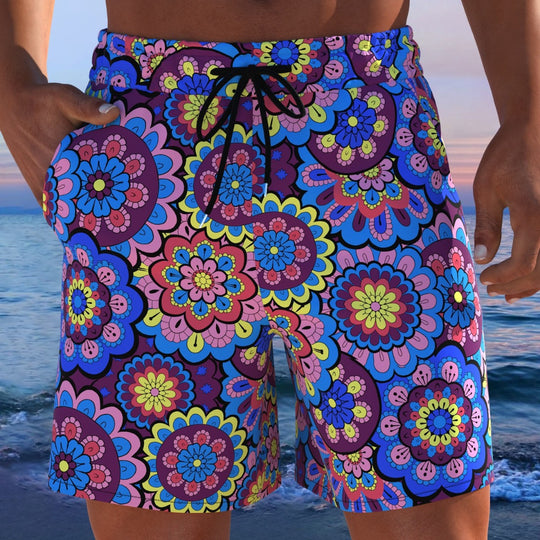 Herren Badeshorts mit animalischem Muster und elastischem Bund EB
