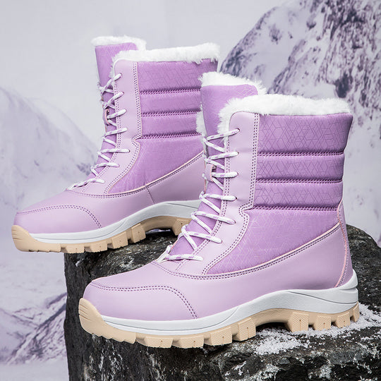 Damen Winterfestige gefütterte Stiefel mit rutschfester Sohle und hohem Schaft EB