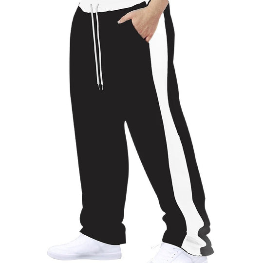 Herren nan lockere Jogginghose mit seitlichem Kontraststreifen, elastischem Kordelzugbund und geradem Bein EB
