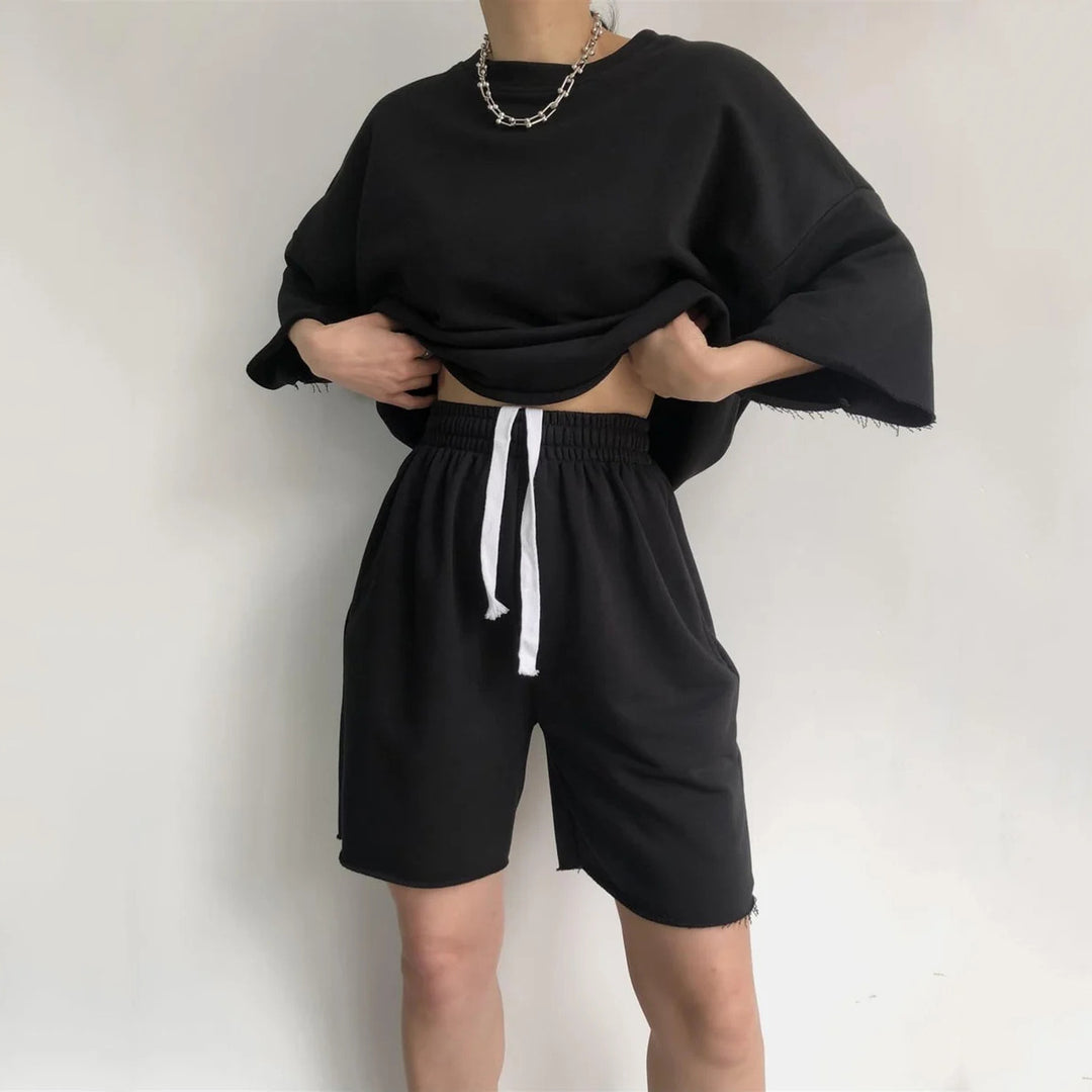 Damen Bequemes Loungewear-Set aus hochwertigem Sweatstoff mit lockerem Schnitt EB