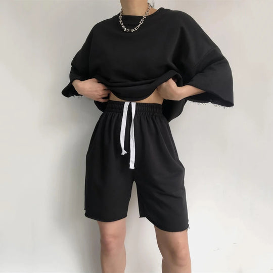 Damen Bequemes Loungewear-Set aus hochwertigem Sweatstoff mit lockerem Schnitt EB