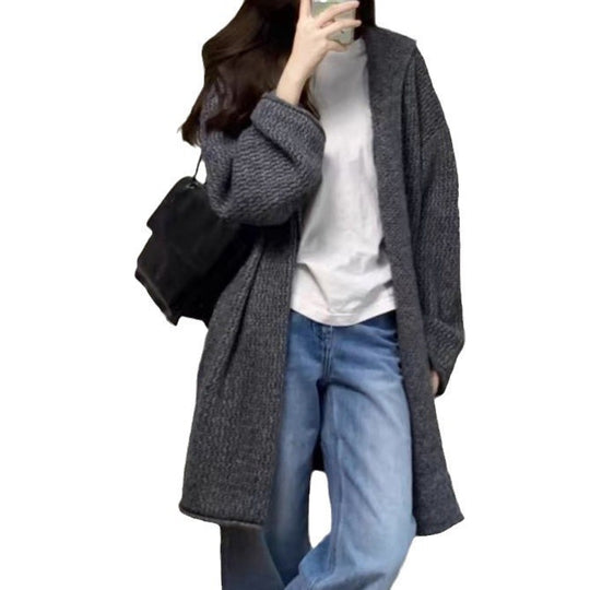 Damen Grobstrick Cardigan mit offenem Schnitt und lässigem Design EB