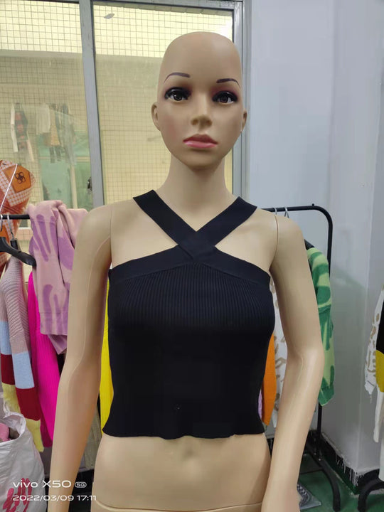 Damen Crop-Top mit schickem Kreuz-Trägerdesign EB