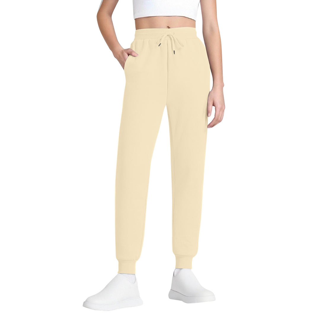 Damen nan schlanke hochgeschnittene Jogginghose mit Tunnelzug, Eingrifftaschen und Bündchen EB