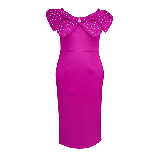 Damen Abendkleid mit auffälligen Rüschen und Glitzer-Details EB