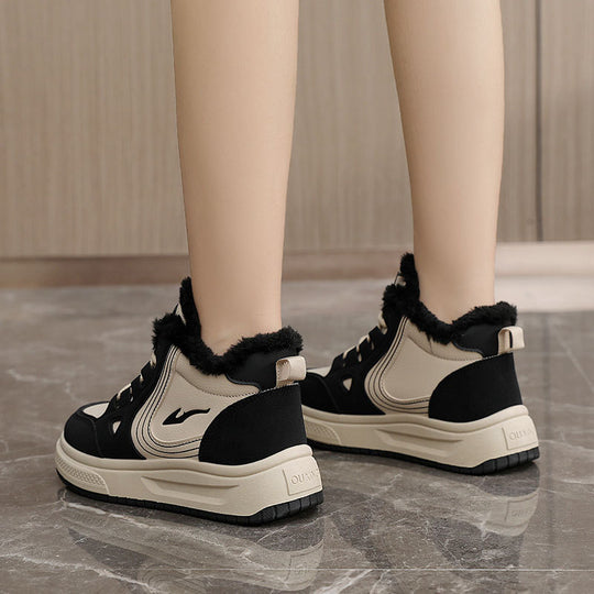 Damen modische High-Top Sneakers mit kuscheligem Fleecefutter und rutschfester Sohle EB