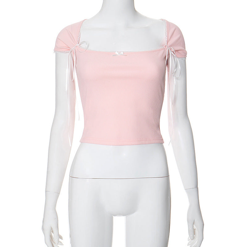Damen Crop-Oberteil mit verstellbaren Spaghettiträgern und eleganten Knoten-Details EB