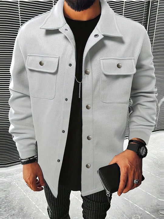 Herren nan Hemdenjacke aus Wollmix mit Druckknöpfen und Pattentaschen EB