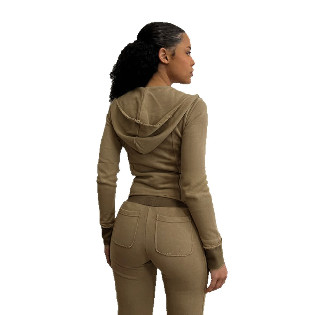 Damen nan Stretch-Flared-Hose mit hoher Taille, aufgesetzten Taschen und seitlichen Einsatzbahnen EB