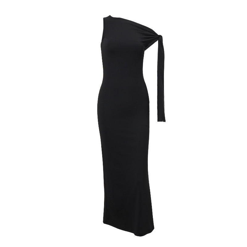 Damen Maxikleid mit asymmetrischem Design und elegantem Schößchen EB