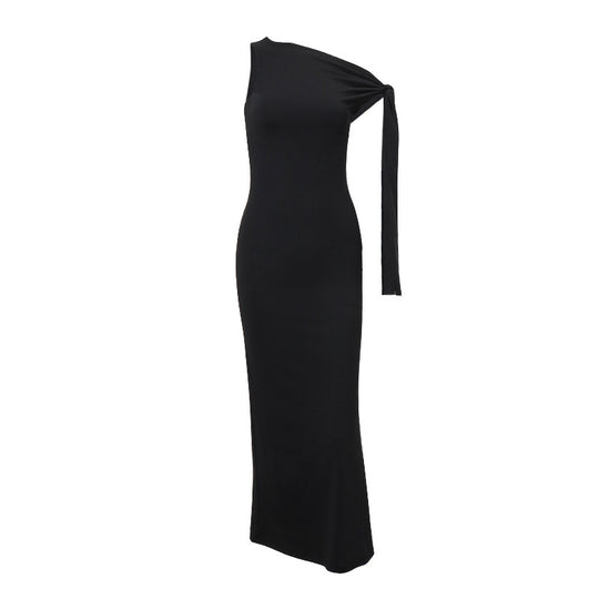 Damen Maxikleid mit asymmetrischem Design und elegantem Schößchen EB