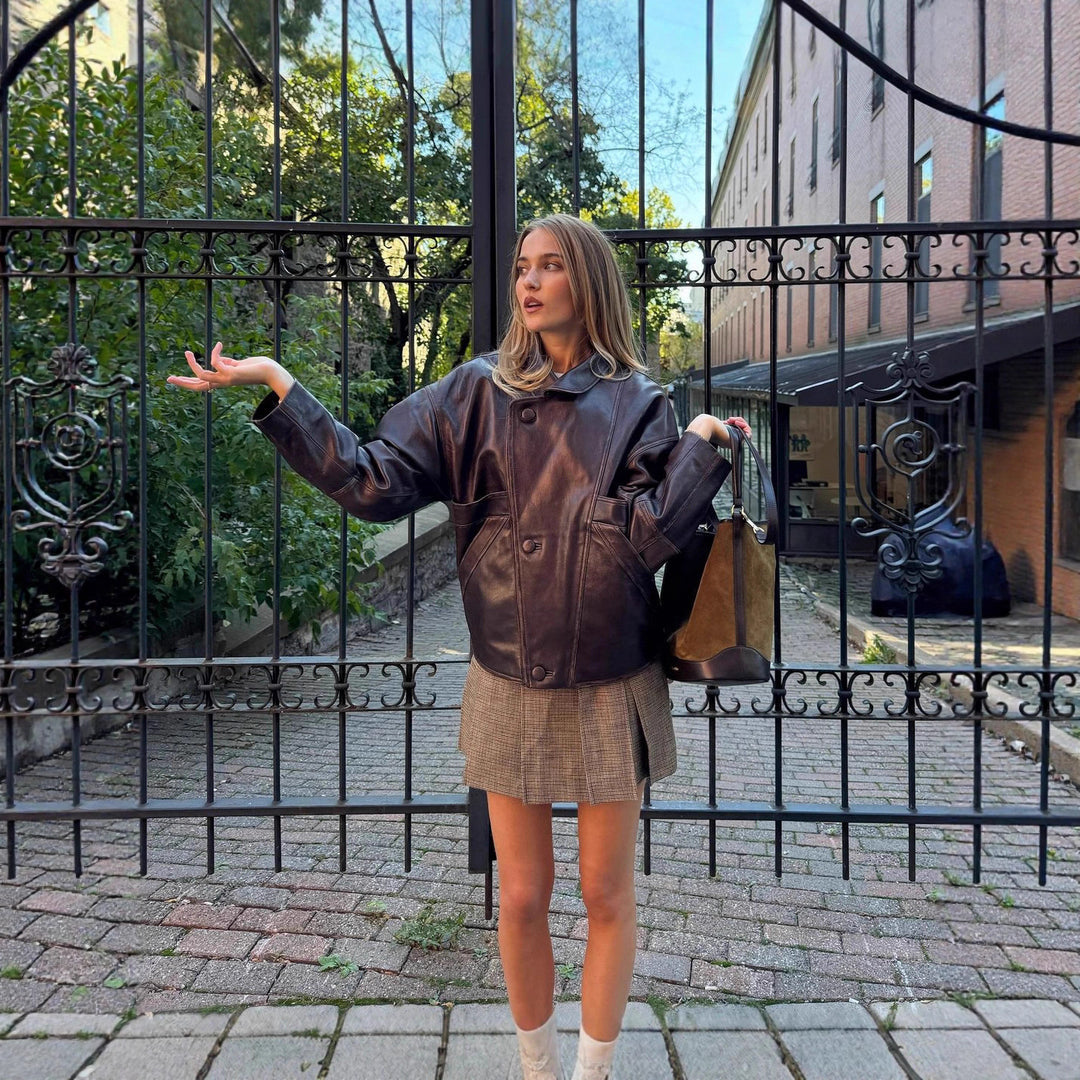 Damen Kurzjacke aus Kunst mit strukturiertem Design EB