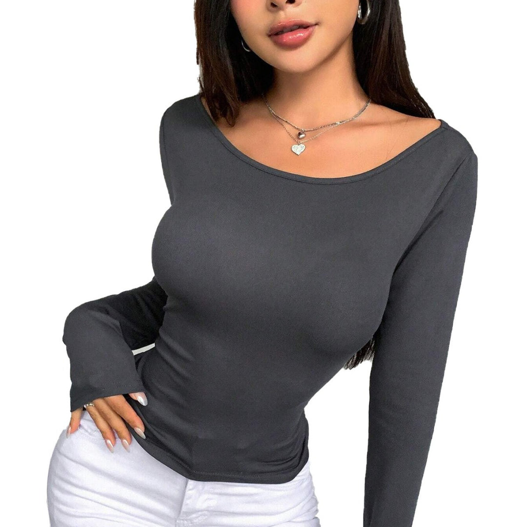 Damen figurbetontes Langarmshirt mit Rundhalsausschnitt Sculpting-Stretch und taillierter Passform Eichborn Berlin