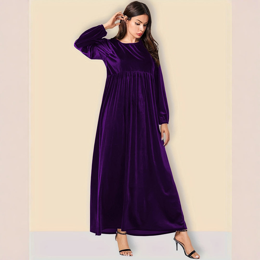 Damen Elegantes Maxikleid aus samtigem Stoff mit weitem Schnitt EB