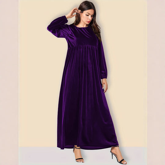 Damen Elegantes Maxikleid aus samtigem Stoff mit weitem Schnitt EB
