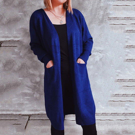 Damen lässiger Strickcardigan mit offenen Fronten und praktischen Taschen EB
