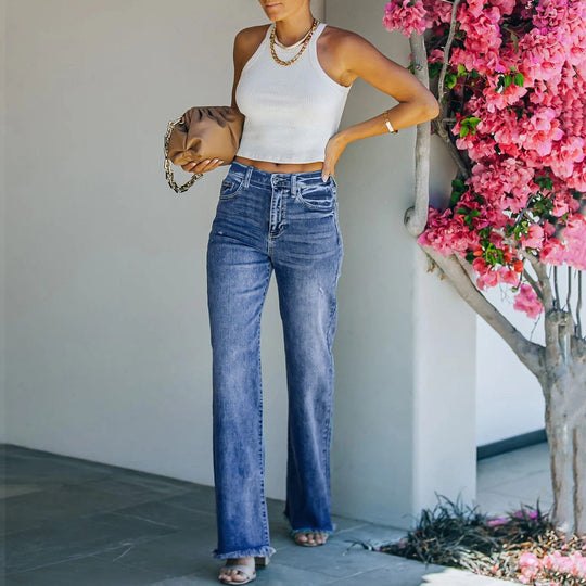 Damen Flared Jeans im Retro-Look mit hohem Bund EB