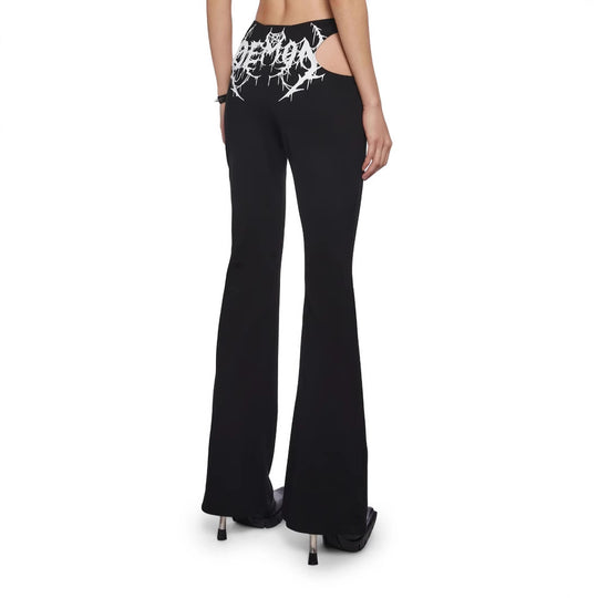 Damen Figurbetonte Schlaghose mit seitlichen Cut-Outs EB